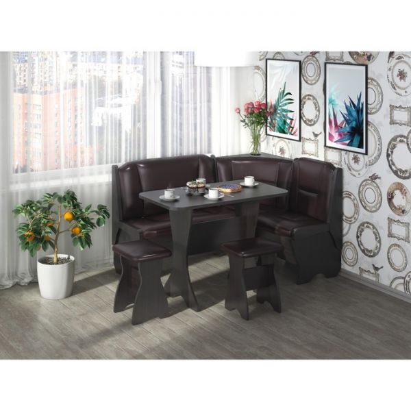 Кухонный уголок Орхидея  1500х1100х840 Венге/Коричневый темн