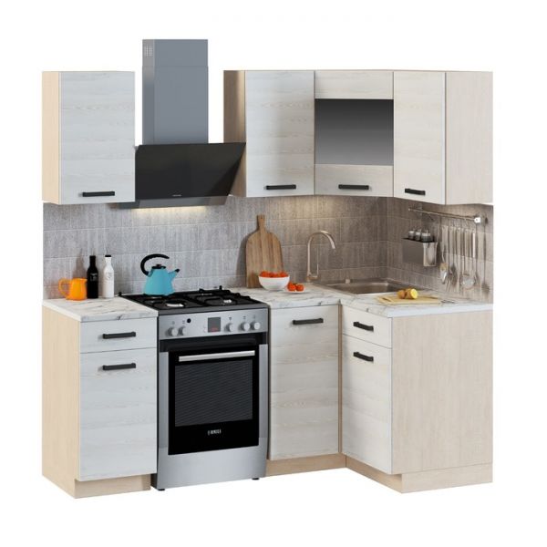 Кухонный гарнитур Алиса Loft  Угловой№3 1400х1100 Дуб сонома/ Сосна белая Loft