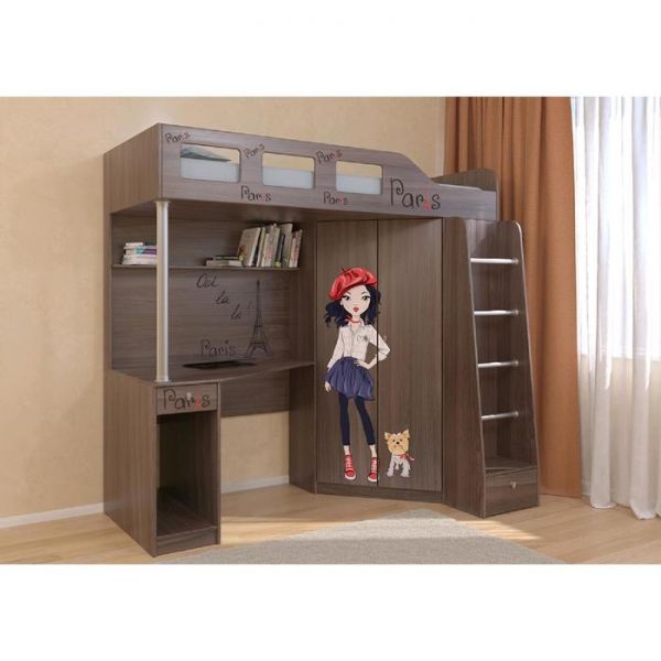 Детский комплекс «Астра 7», цвет дуб шамони, фотопечать «Париж»