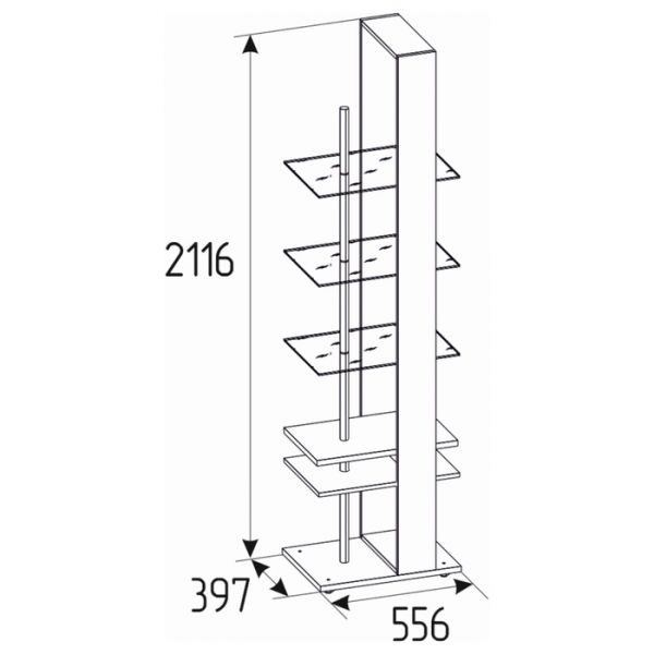 Стеллаж Nature 25, 556 ? 397 ? 2116 мм, цвет гаскон пайн / чёрный