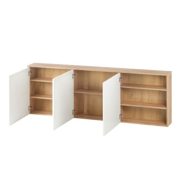 Тумба подвесная под ТВ 4, 1800х640х210, Дуб крафт золотой/Белый
