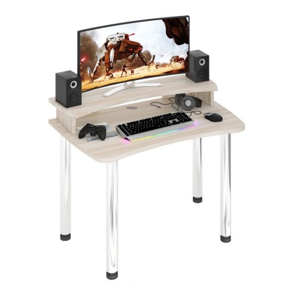 Стол СКЛ-Софт120МО с надстройкой, 1200 ? 750 ? 950 мм, цвет белый жемчуг