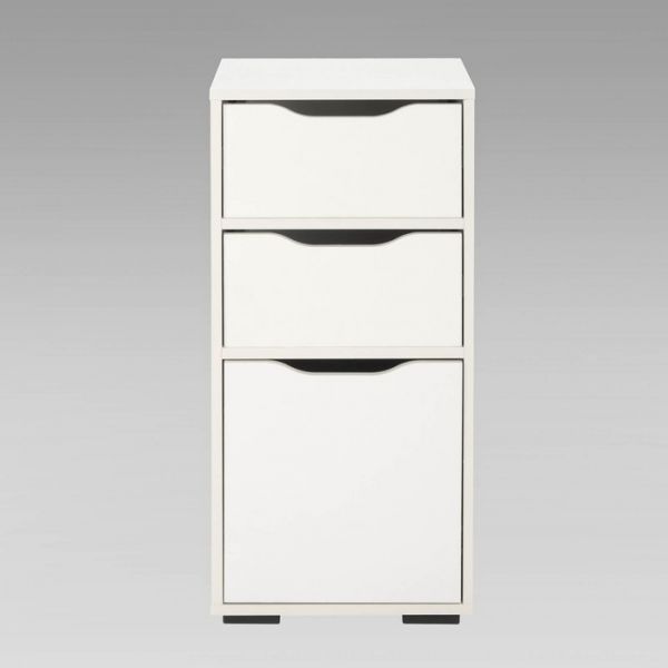 Комод  2 ящика 1 створка  Пифагор-1  D (2Я1С)  навесной/напольный 400х400х820 Белый матовый