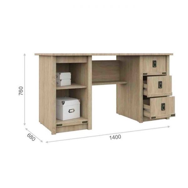 Стол письменный «Валенсия», 3 ящика и дверь, 1400 ? 680 ? 760 мм, цвет дуб сонома