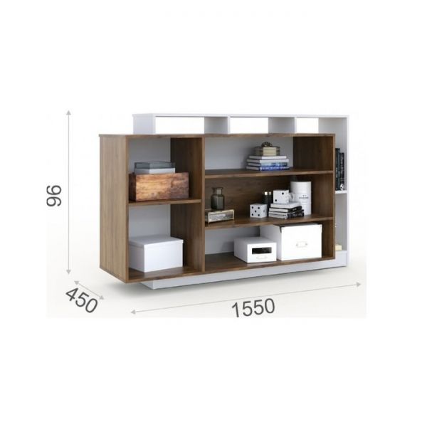 Комод «Невио 2», 1 дверь и 2 витрины, 1550 ? 450 ? 960 мм, цвет дуб крафт золотой / белый