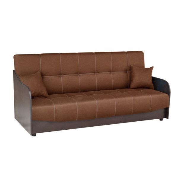Диван "Домино" ткань Калифорния 155 / экокожа коричневый/ ЛДСП Венге