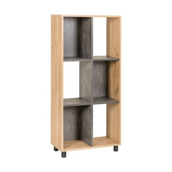 Стеллаж Крафт 10.137, 570х262х1180, Камень темный/Дуб крафт золотой