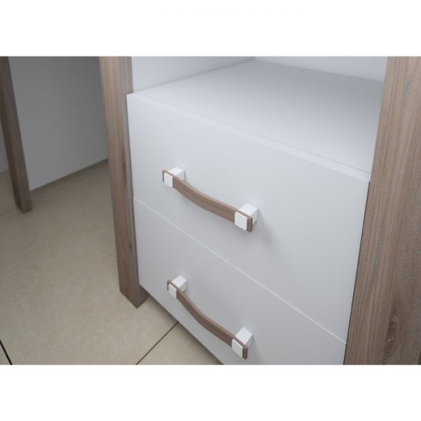 Стол угловой СТД-У с надстройкой НД-115, 1300 ? 1230 ? 1680 мм, цвет нельсон / белый