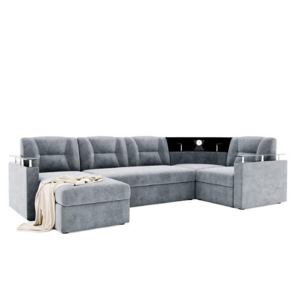 Диван «Титаник» с подсветкой, механизм дельфин, угол правый, ЛДСП венге, цвет селфи 08