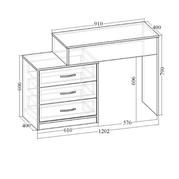 Стол туалетный «Венеция 6», 3 ящика, зеркало, ясень анкор светлый / ясень гриджио матовый