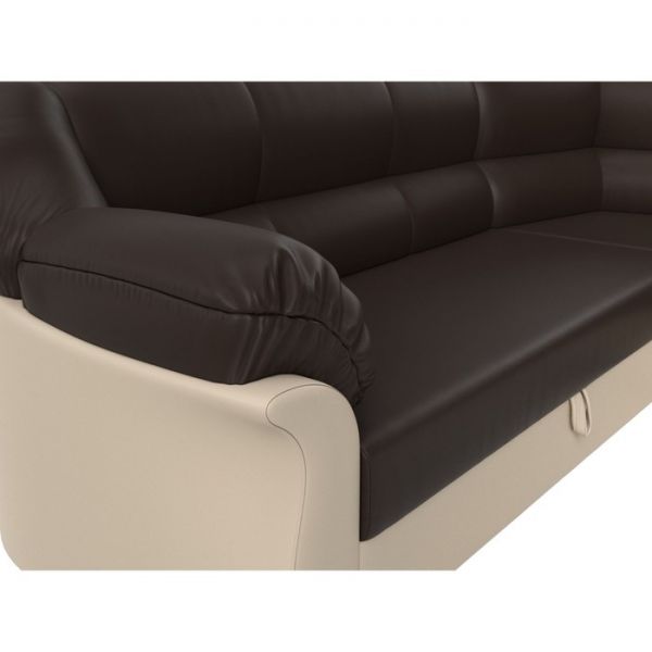 Угловой диван «Карнелла», механизм дельфин, экокожа, цвет коричневый / бежевый