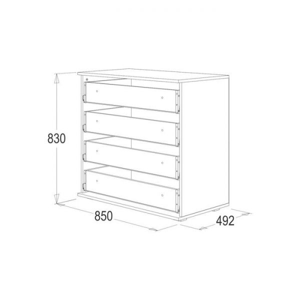 Комод «Ольга 14», 850 ? 492 ? 830 мм, ЛДСП / МДФ, цвет дуб сонома