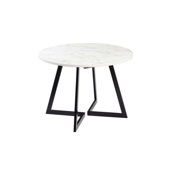 Стол РИМ D-940/1390х940х760 Мрамор Белый/Опора Гермес чёрная матовая