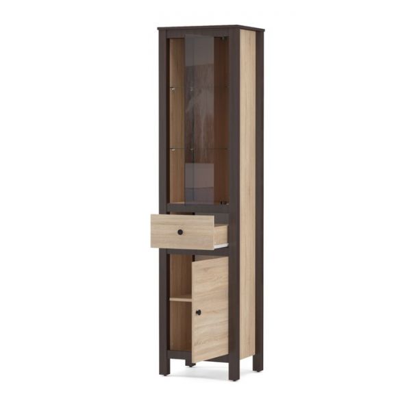 Пенал со стеклом Сканди, 518х420х2076, Дуб сонома/Венге