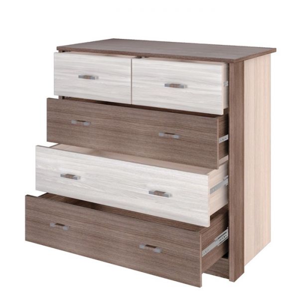 Комод «Николь», 866 ? 452 ? 856 мм, 5 ящиков, цвет ясень шимо светлый / тёмный