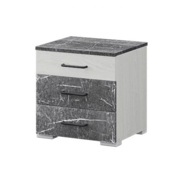 Тумба прикроватная Теана 450х385х465 ясень анкор светлый/МДФ мрамор дарк