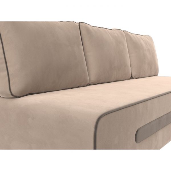 Прямой диван «Приам», механизм еврокнижка, велюр, цвет бежевый