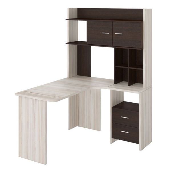 Компьютерный стол, 1200 ? 1300 ? 1785 мм, правый угол, цвет нельсон/белый