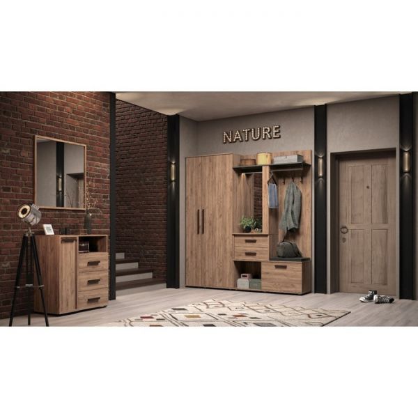 Вешалка Nature 74, 560 ? 394 ? 2113 мм, цвет дуб табачный craft / чёрный