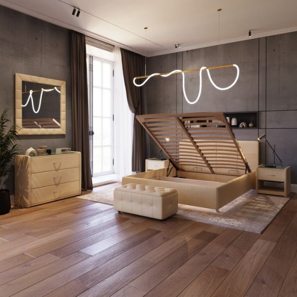 Кровать «Птичье гнездо New» с ПМ, 1400 ? 2000 мм, ЭКО деревянный каркас, 1 ящик, бежевый