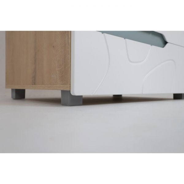 Шкаф 2-х створчатый с зеркалом Кристабель-21 800х550х2230 дуб ирландский/белый матовый/серо-голубой