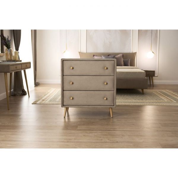 Комод «Олимпия», 3 ящика, стекло, велюр, цвет velutto 05