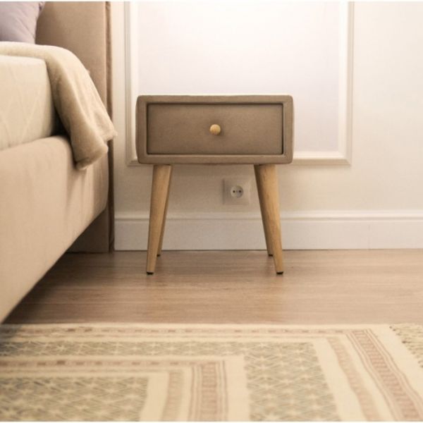 Тумба «Олимпия», 1 ящик, стекло, велюр, цвет velutto 05