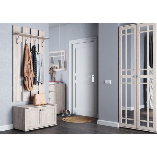 Шкаф ШР-2 Зеркало/Зеркало РИВЬЕРА 2100х800х570 Ясень Шимо Светлый