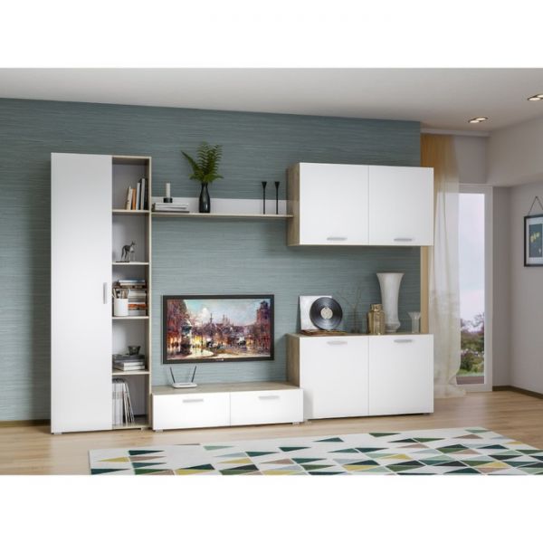 Шкаф навесной Токио, 1200х415х672, Дуб крафт серый/Белый премиум