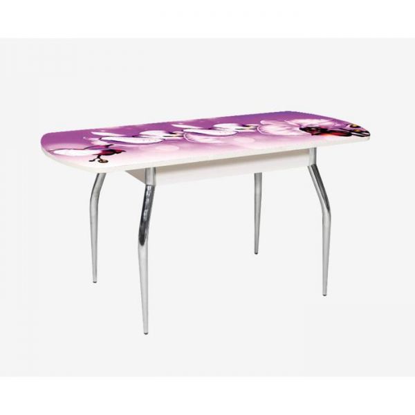 Стол раздвижной «Грация», 1100(1450) ? 700 ? 750 мм, глянец, хром, цвет белёный дуб / R045