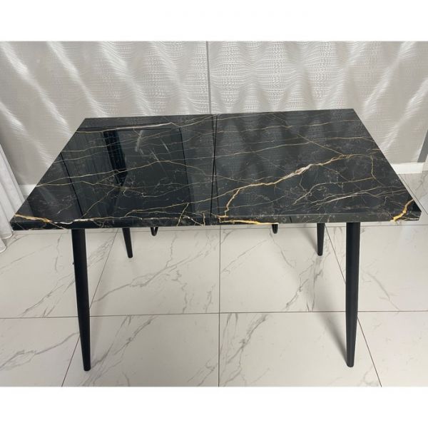 Обеденный стол «Конус 2», 1100(1500) ? 700 мм, опора редуцированная белая, белый мрамор