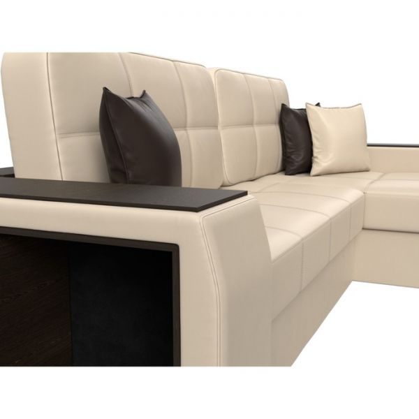 Угловой диван «Брюссель», механизм дельфин, экокожа, цвет бежевый