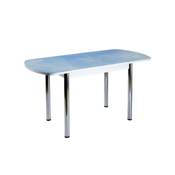 Стол раздвижной с фотопечатью Нилс, 1200(1520)х800х760, Белое/Капли/Хром прямые