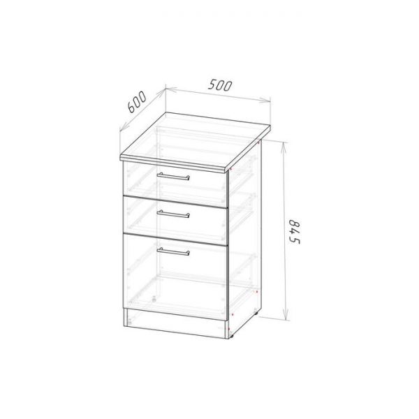 Шкаф напольный Кира 500х600х850 с 3 выдвижными ящиками  венге/Квадро шимо темный/малага