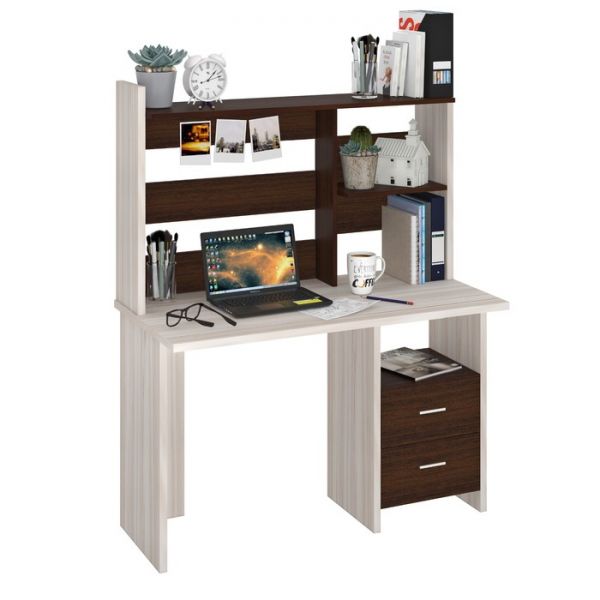 Компьютерный стол, 1200 ? 600 ? 1520 мм, цвет нельсон/белый