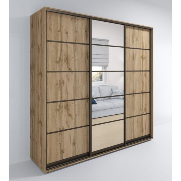 Шкаф-купе «Квадро Д», 1500 ? 600 ? 2310 мм, ЛДСП, зеркало, цвет дуб крафт