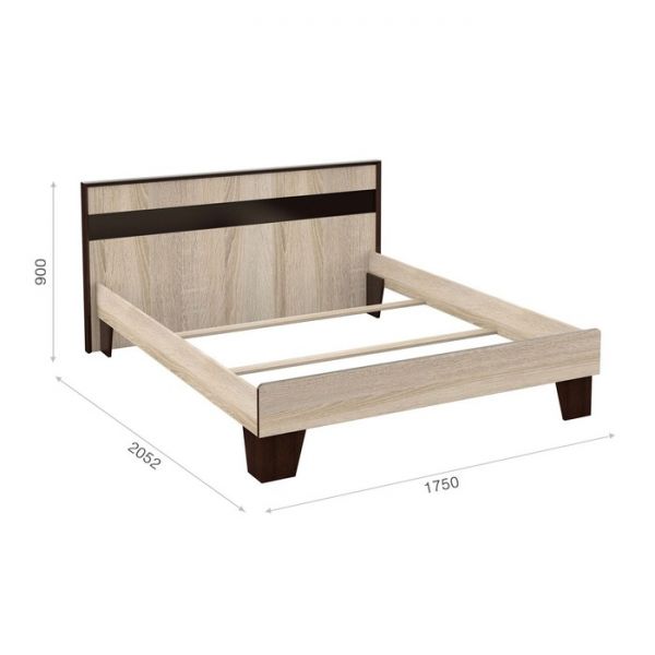 Кровать «Эшли» без ПМ, 140 ? 200 см, без основания, цвет венге / дуб сонома