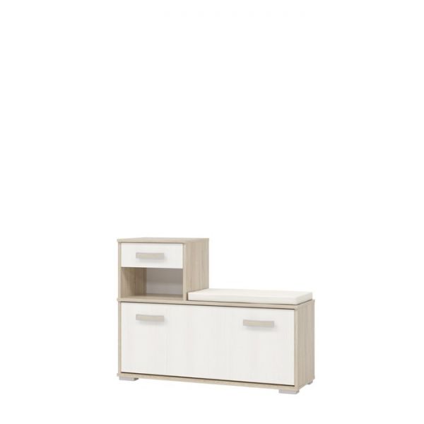 Тумба под обувь ЛИРА 1000х330х755 Дуб Сонома/Рамух Белый
