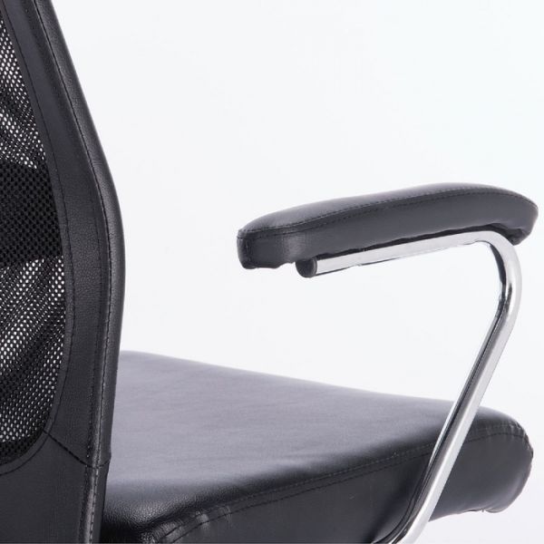 Кресло офисное BRABIX "Flight EX-540", хром, экокожа, сетка, черное