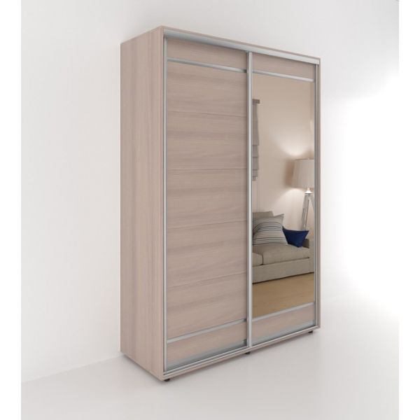 Шкаф-купе «Акцент-Лайт ДЗ», 1000 ? 600 ? 2310 мм, ЛДСП, зеркало, цвет ясень шимо светлый