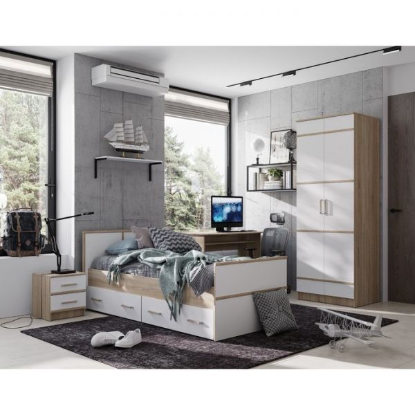 Кровать Сакура LIGHT 2000х900 дуб сонома/белый