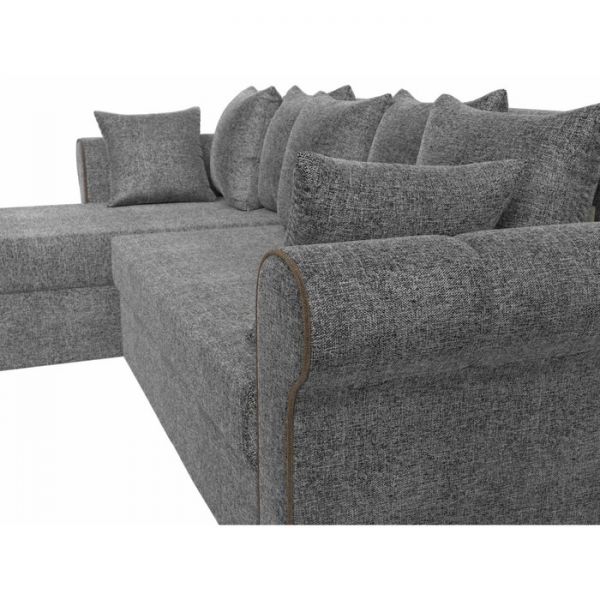 Угловой диван «Рейн», механизм еврокнижка, угол правый, рогожка, цвет серый / кант бежевый