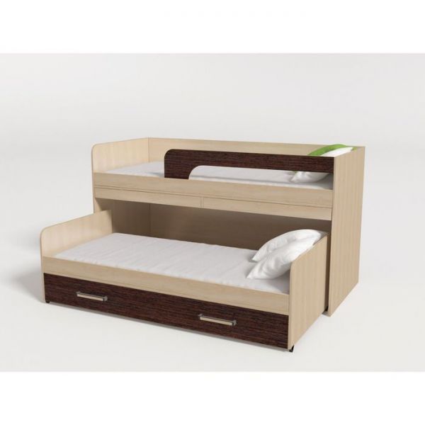 Кровать 2-х ярусная №16 1950х870х1100 дуб молочный/венге