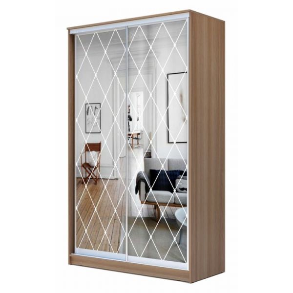 Шкаф-купе Хит-23-17-66, 1680x620x2300, Ясень шимо тёмный, Ромб большой на зеркале