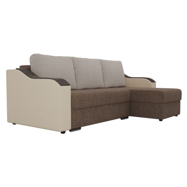 Угловой диван «Монако», механизм еврокнижка, рогожка, цвет бежевый / коричневый