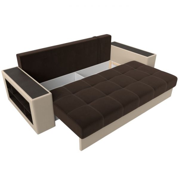 Диван прямой «Дубай», механизм еврокнижка, цвет серая рогожка / чёрная экокожа