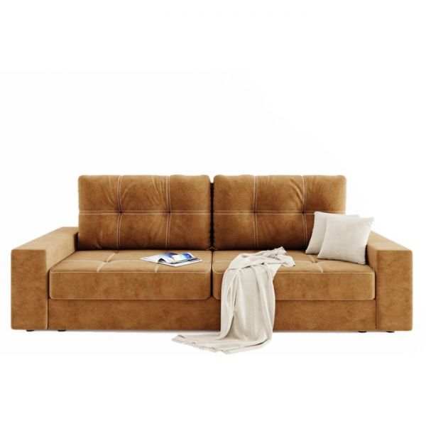 Прямой диван «Талисман 1», механизм пантограф, велюр, цвет селфи 01 / селфи 03