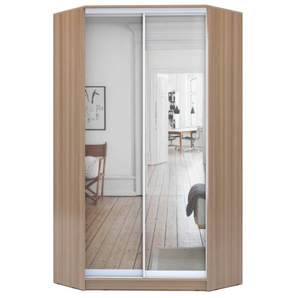 Угловой Шкаф-купе Хит-У-22-4-55, 1100x1100x2200, Ясень шимо тёмный