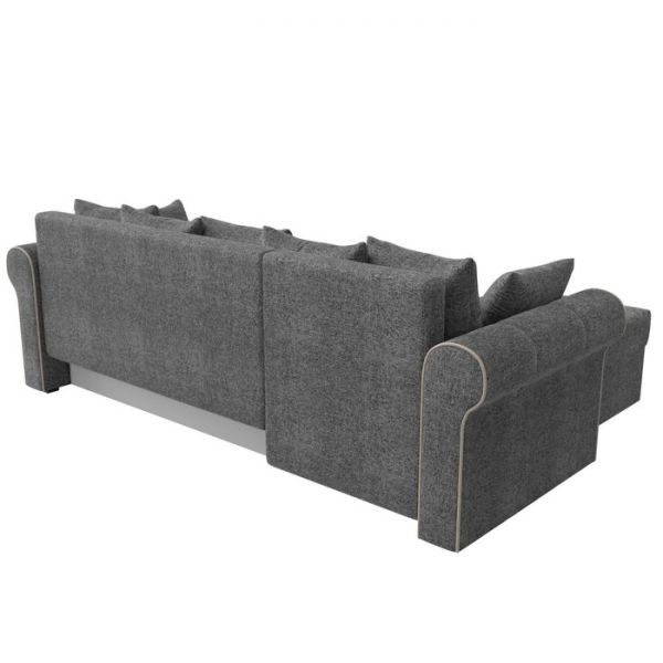 Угловой диван «Рейн», механизм еврокнижка, угол правый, рогожка, серый / кант коричневый