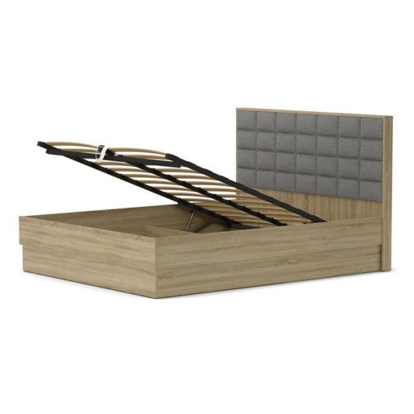 Кровать двуспальная Оливия 1600х2000 с ПМ и орт.основанием дуб сонома/Лунар вижен